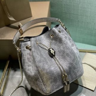 Replica Bvlgari Snake Leather Serpenti Forever Drawstring Bucket Bag