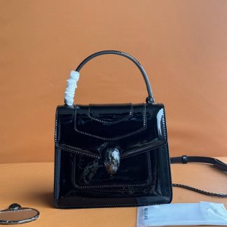 Replica Bvlgari Patent Leather Serpenti Forever Flap Top Handle Bag