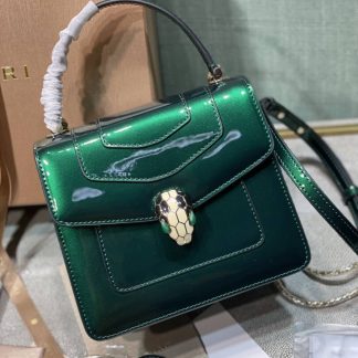 Replica Bvlgari Serpenti Forever Patent Leather Top Handle Bag