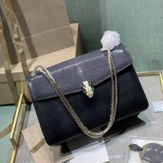 Replica Bvlgari Serpenti Forever Pearl Fish Leather Crossbody Bag