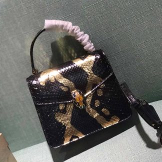 Replica Bvlgari Snake Leather Serpenti Forever Top Handle Crossbody Bag