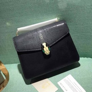 Replica Bvlgari Serpenti Forever Pearl Fish Leather Top Handle Bag