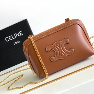 Replica Celine Triomphe Calfskin Clutch On Chain