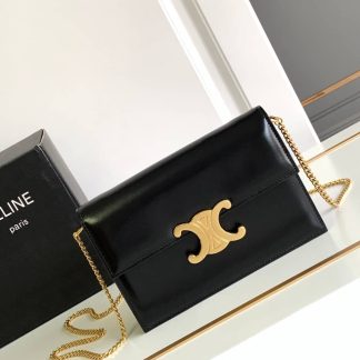 Replica Celine Chain Box Triomphe Shiny Calfskin Bag