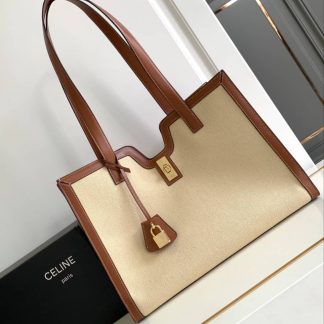 Replica Celine Cabas 16 Canvas Calfskin Tote Bag