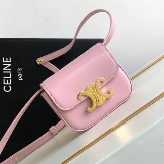 Replica Celine Mini Triomphe Shiny Calfskin Celeste Shoulder Bag