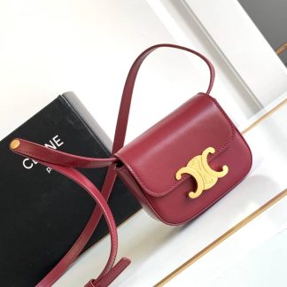 Replica Celine Mini Triomphe Shiny Calfskin Celeste Shoulder Bag