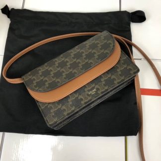 Replica Celine Triomphe Canvas Lambskin Wallet On Strap