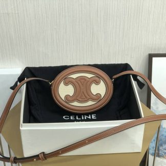 Replica Celine Cuir Triomphe Canvas Calfskin Oval Bag