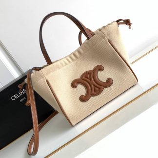 Replica Celine Mini Cabas Cuir Triomphe Calfskin Drawstring Tote Bag