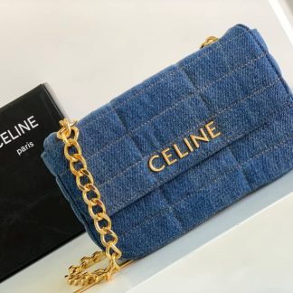 Replica Celine Matelasse Denim Chain Shoulder Bag