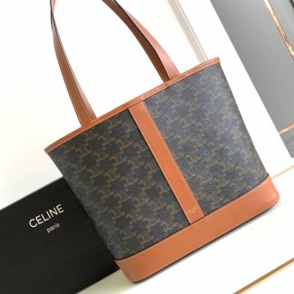 Replica Celine Cabas Triomphe Canvas Calfskin Tote Bag