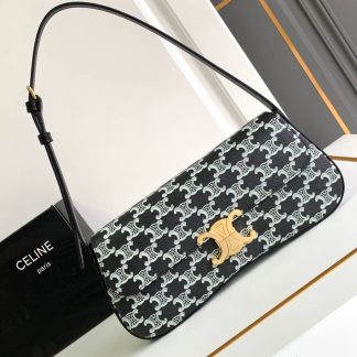 Replica Celine Lola Canvas Calfskin Shoulder Bag