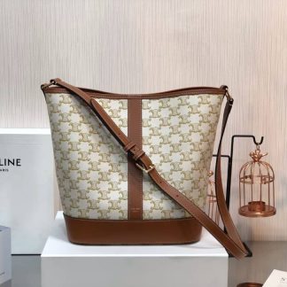 Replica Celine Triomphe Canvas Calfskin Bucket Bag