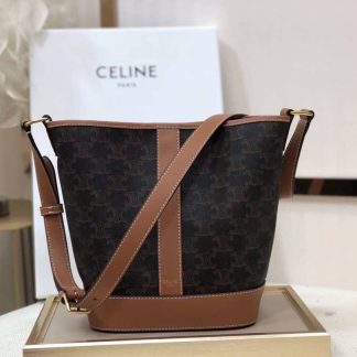 Replica Celine Triomphe Nano Canvas Calfskin Bucket Bag