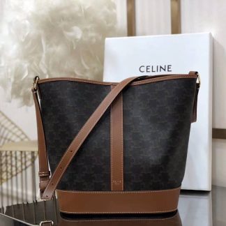 Replica Celine Triomphe Canvas Calfskin Bucket Bag