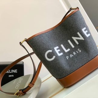 Replica Celine Triomphe Nano Wool Calfskin Bucket Bag