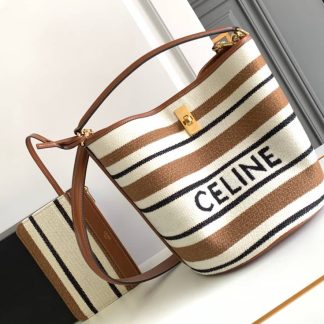 Replica Celine Canvas Calfskin Bucket 16 Bag