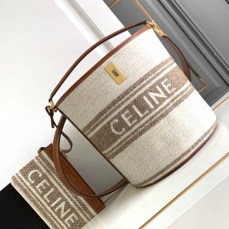 Replica Celine Canvas Calfskin Bucket 16 Bag