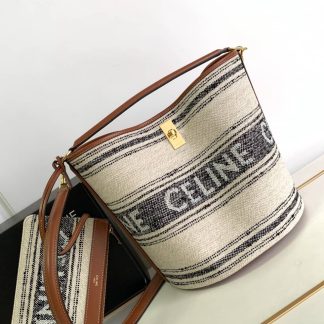 Replica Celine Canvas Calfskin Bucket 16 Bag