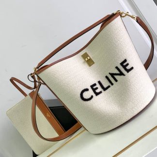 Replica Celine Canvas Calfskin Bucket 16 Bag