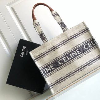 Replica Celine Large Cabas Thais Striped Textile Triomphe Tote