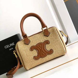 Replica Celine Small Cuir Triomphe Wicker Calfskin Boston Bag