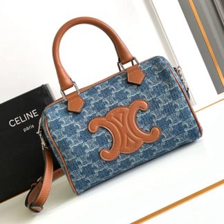 Replica Celine Small Cuir Triomphe Denim Calfskin Boston Bag