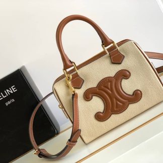 Replica Celine Small Cuir Triomphe Canvas Calfskin Boston Bag