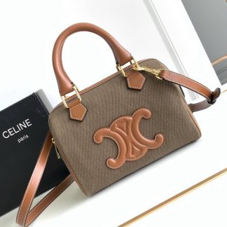 Replica Celine Small Cuir Triomphe Canvas Calfskin Boston Bag