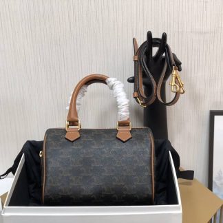 Replica Celine Small Cuir Triomphe Canvas Calfskin Boston Bag