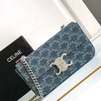 Replica Celine Triomphe Denim Chain Shoulder Bag