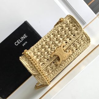 Replica Celine Triomphe Raffia Chain Shoulder Bag