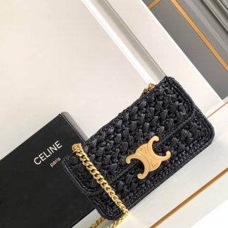 Replica Celine Triomphe Raffia Chain Shoulder Bag