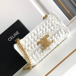 Replica Celine Triomphe Raffia Chain Shoulder Bag