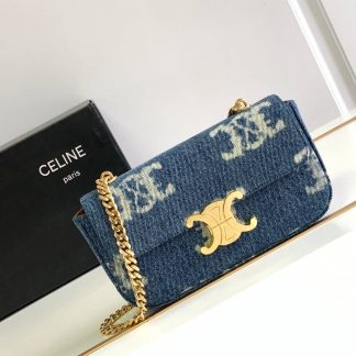 Replica Celine Triomphe Denim Chain Shoulder Bag