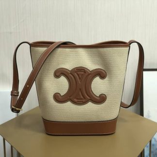 Replica Celine Cuir Triomphe Textile Calfskin Bucket Bag