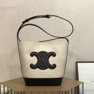 Replica Celine Cuir Triomphe Textile Calfskin Bucket Bag