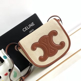 Replica Celine Folco Triomphe Canvas Calfskin Shoulder Bag