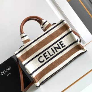 Replica Celine Cabas Thais Triomphe Striped Textile Tote