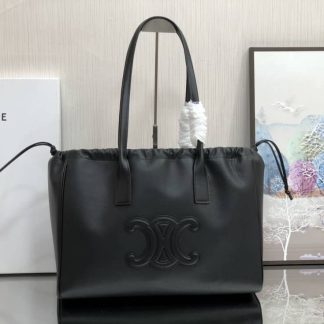 Replica Celine Cabas Leather Triomphe Drawstring Bag