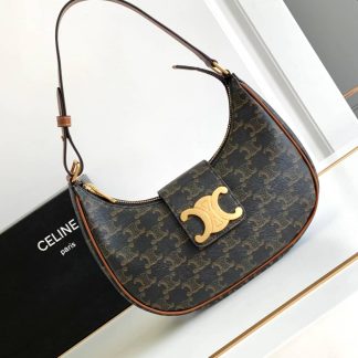 Replica Celine Ava Triomphe Canvas Calfskin Shoulder Bag