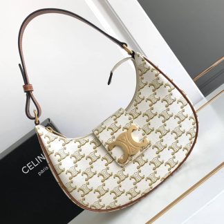 Replica Celine Ava Triomphe Canvas Calfskin Shoulder Bag