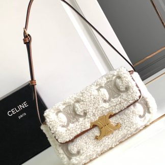 Replica Celine Triomphe Shearling Embroideries Shoulder Bag