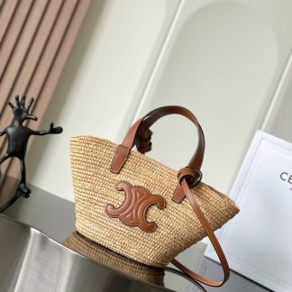 Replica Celine Classic Nano Soft Raffia Calfskin Basket Bag