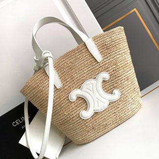 Replica Celine Raffia Calfskin Teen Supple Classic Panier Bag