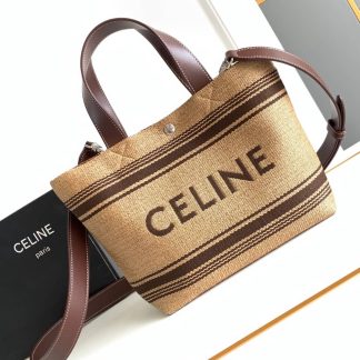 Replica Celine Mini Cabas Textile Raffia Effect Calfskin Tote