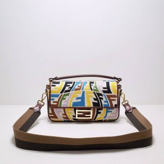 Replica Fendi Canvas FF Embroidered Baguette Shoulder Bag