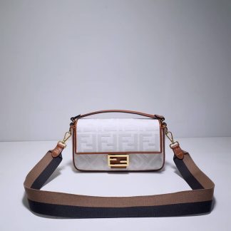 Replica Fendi Canvas FF Embroidered Baguette Shoulder Bag