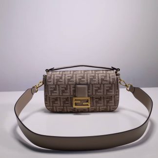 Replica Fendi Baguette Canvas FF Embroidered Chain Bag